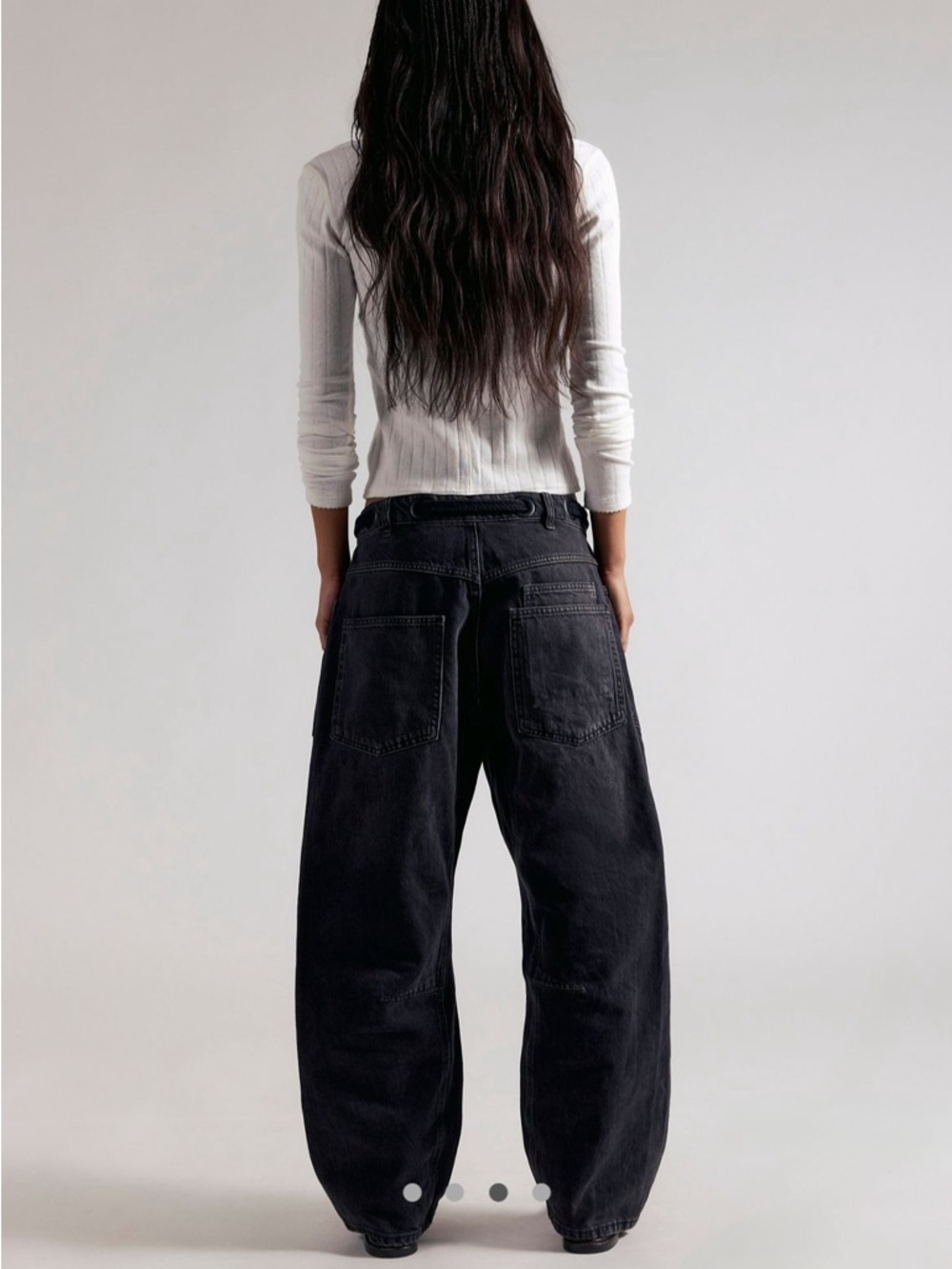 Free People Moxie Low Slung Barrel Nighthawk 33 Black Jeans - Picture 2 of 8
